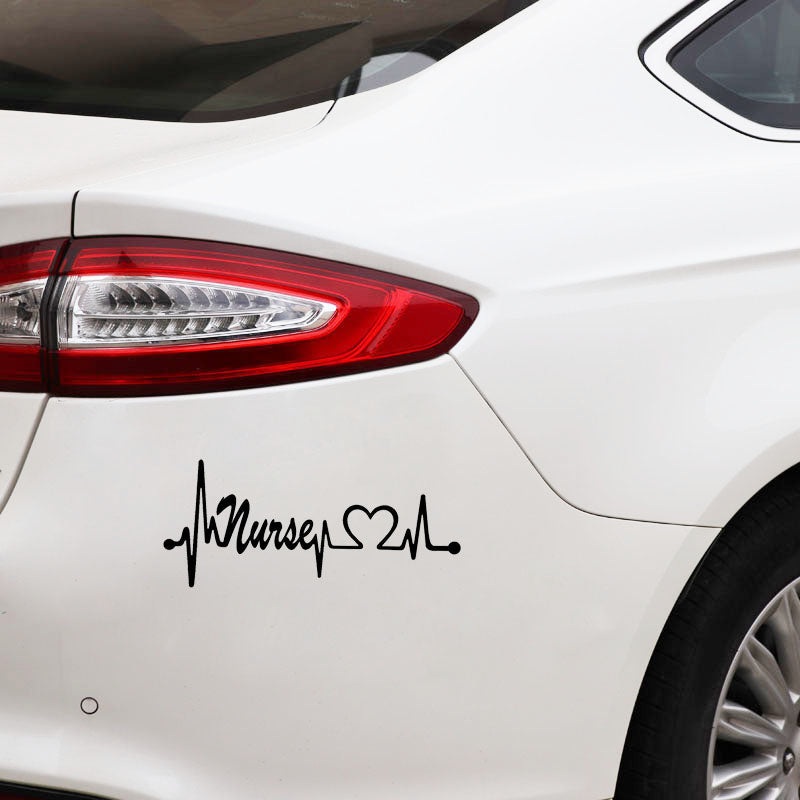 14.7CM*6.3CM Nurse Heartbeat Lifeline Vinyl Decal Black-Silver Car Sticker