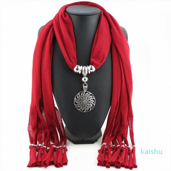 The Design Voile Material Scarf For Women Fashion Hanging Amulets & Necklaces Pendant Chain Alloy Jewelry Scarves