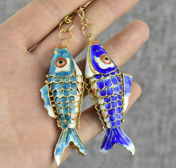 6cm Vivid Sway Colorful Enamel Koi Fish Key Chains Rings Party Favor Handcrafted Cloisonne Goldfish Copper Keychain Women Guests Return Gift