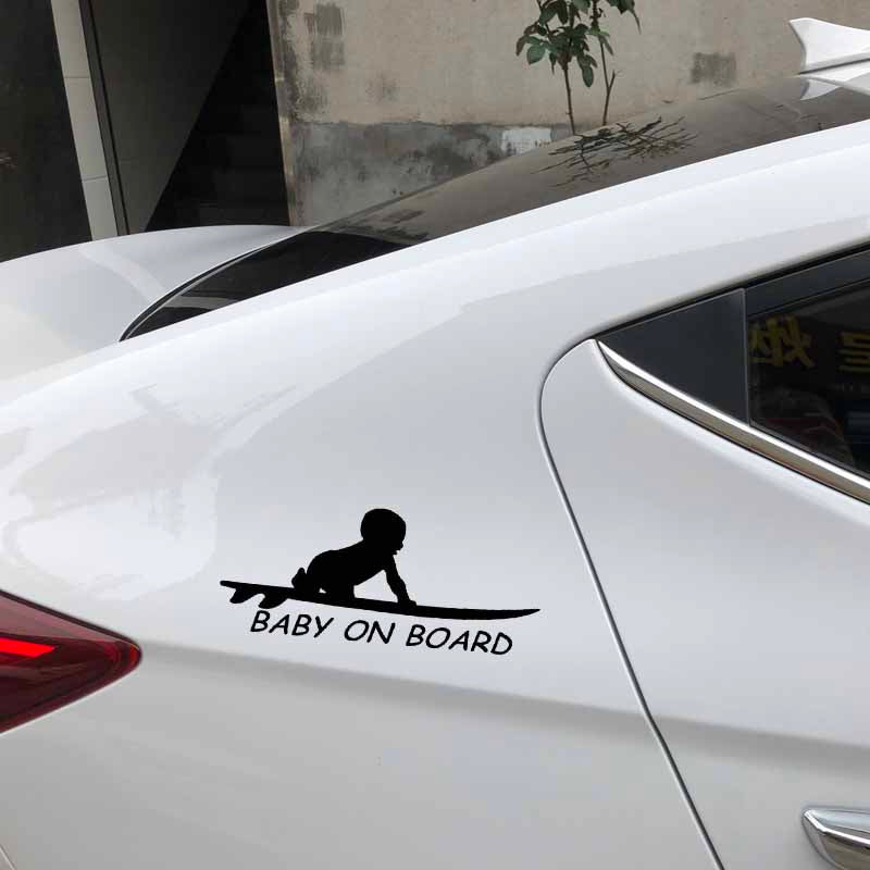 15.3*6.4CM Baby On Board Surf Surfing Surfboard Car Truck Window Funny Vinyl Decal Stickers