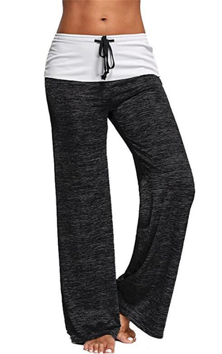 Women&#039;s Pants & Capris Loose Leggings Women Wide Leg Yoga Lace Up Fitness Plus Trousers High Waist Female Patchwork Boot Cut drop