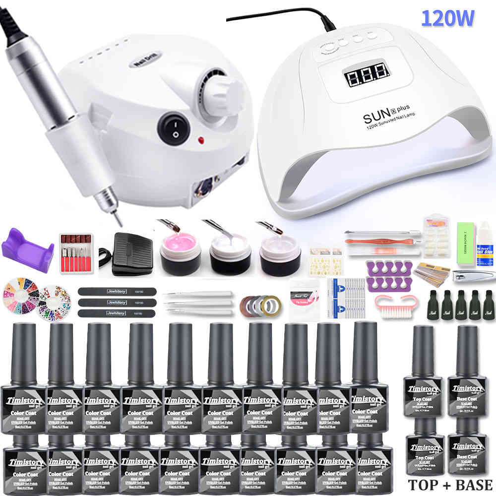 Nail Dryers Set 35000RPM Drill Machine 120W-80W-54W UV LED Lamp For Manicure Gel Polish Kit Varnish Art AWI7