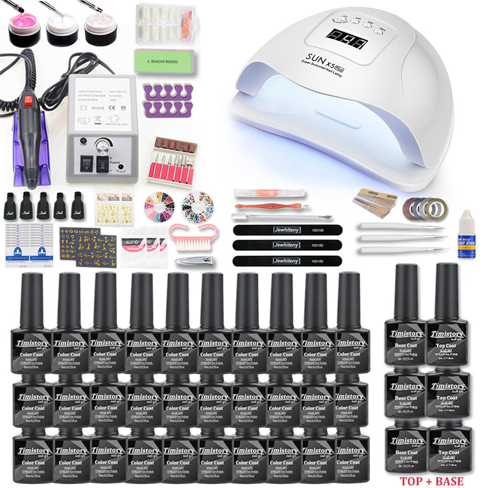 Nail Dryers set 80W UV LED Lamp Gel Polish kit Varnish Manicure Electric Drill Sets Art Tools EEWI