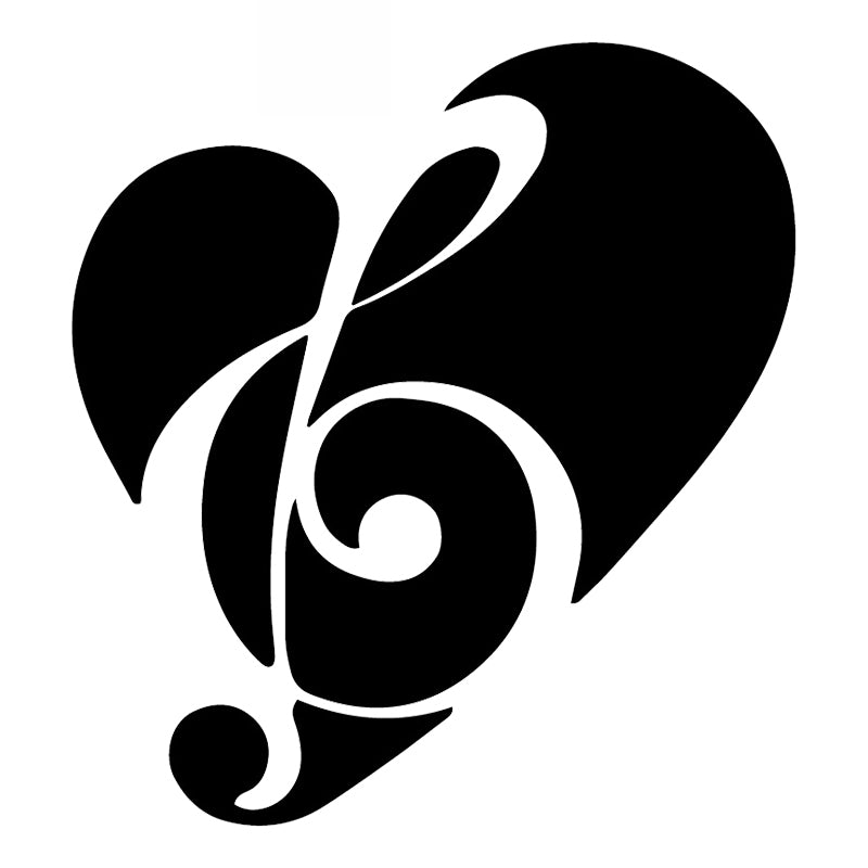 Stickers Love Music Fashion Car Decoration Accessories Decals Creative Waterproof Sunscreen Black-white,16cm*15cm