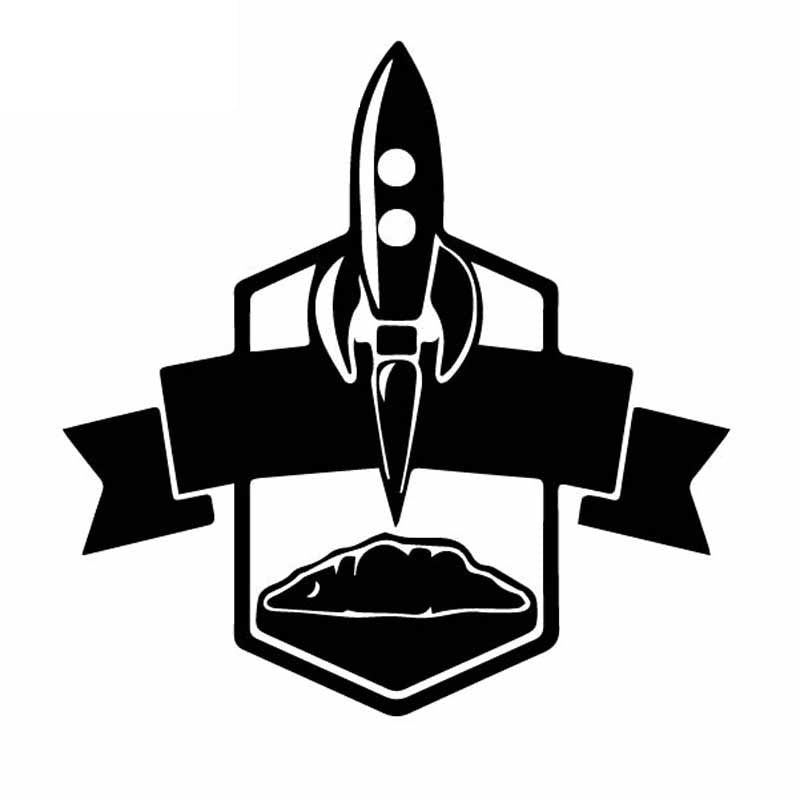 Creative Launch Rocket, Exquisite Decals, Car Window Stickers, Personalized Waterproof Decals, Black-white, 16cm*16cm