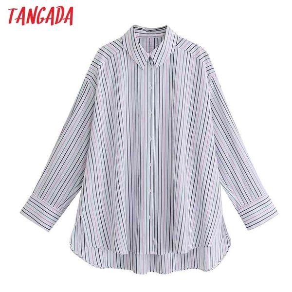 Women Color Stipred Shirts Long Sleeve Turn Down Collar Elegant Office Ladies Work Wear Blouses JE21 210416