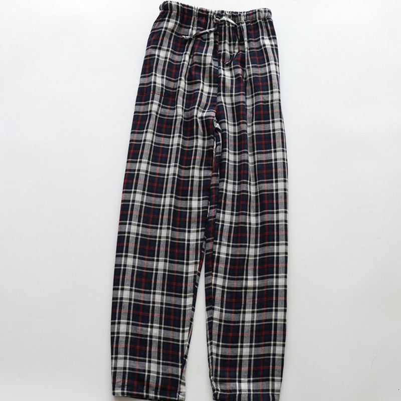 Men&#039;s Sleepwear Long Pants Men Spring Summer 100% Cotton Gauze Loose Pajama Thin Double layer Lounge Trousers Women Sell G8ZA