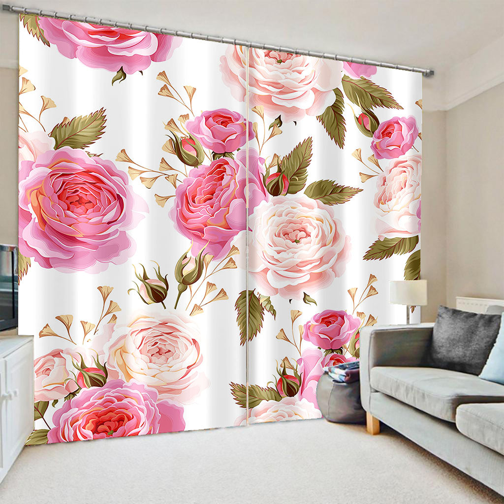 Luxury 3D Window Living Room wedding bedroom pink rose curtain personality curtains