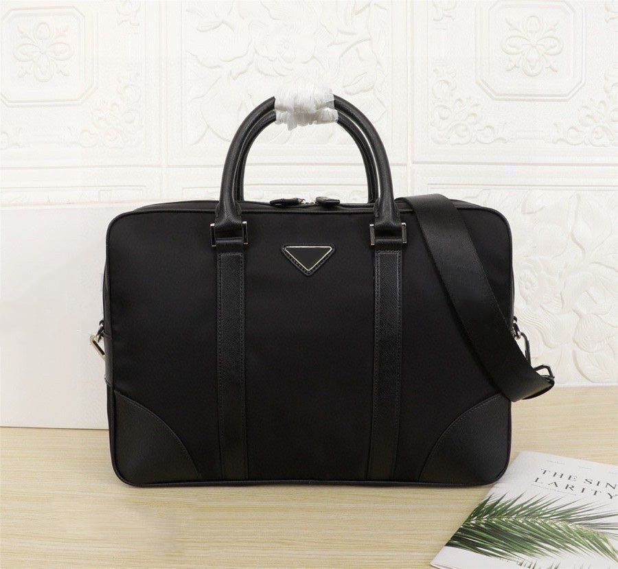 Men&#039;s black nylon designer briefcase high quality laptop bag large capacity retro fashion office handbag