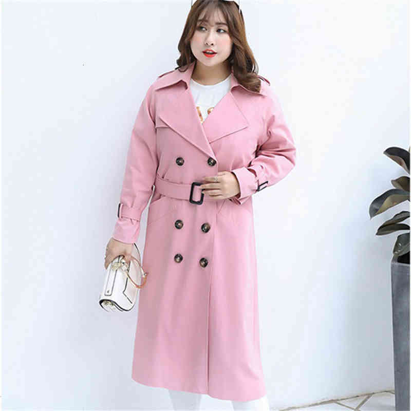 Casual Dresses Fashion Plus Size Long Trench Coat Ladies Spring Autumn Double-Breasted Black Windbreaker Overcoat Women Outerwear