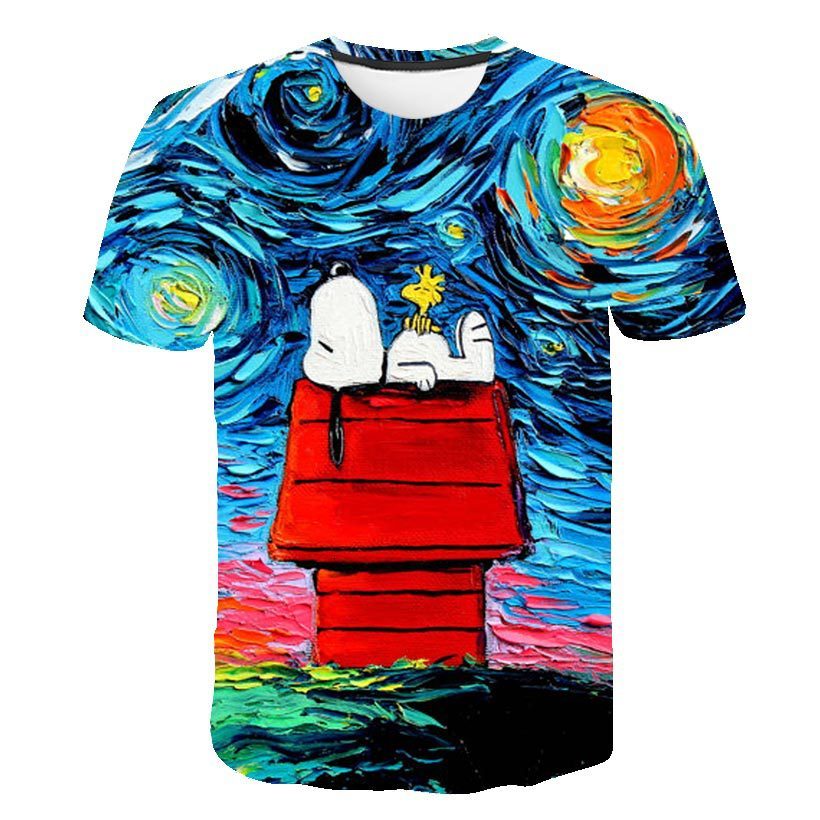 Men&#039;s T-Shirts European and American Style Youth Short-sleeved, Oil-painted Animation Digital Printing 3DT Shirt 1626 E712