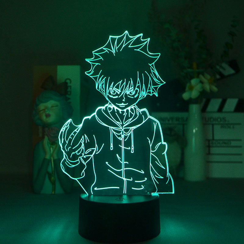 Kids Night Light 3D LED Nightlight HUNTER*HUNTER Killua Zoldyck Desk Lamp Bluetooth Base Home Hotel Decor Anime Fans Gift