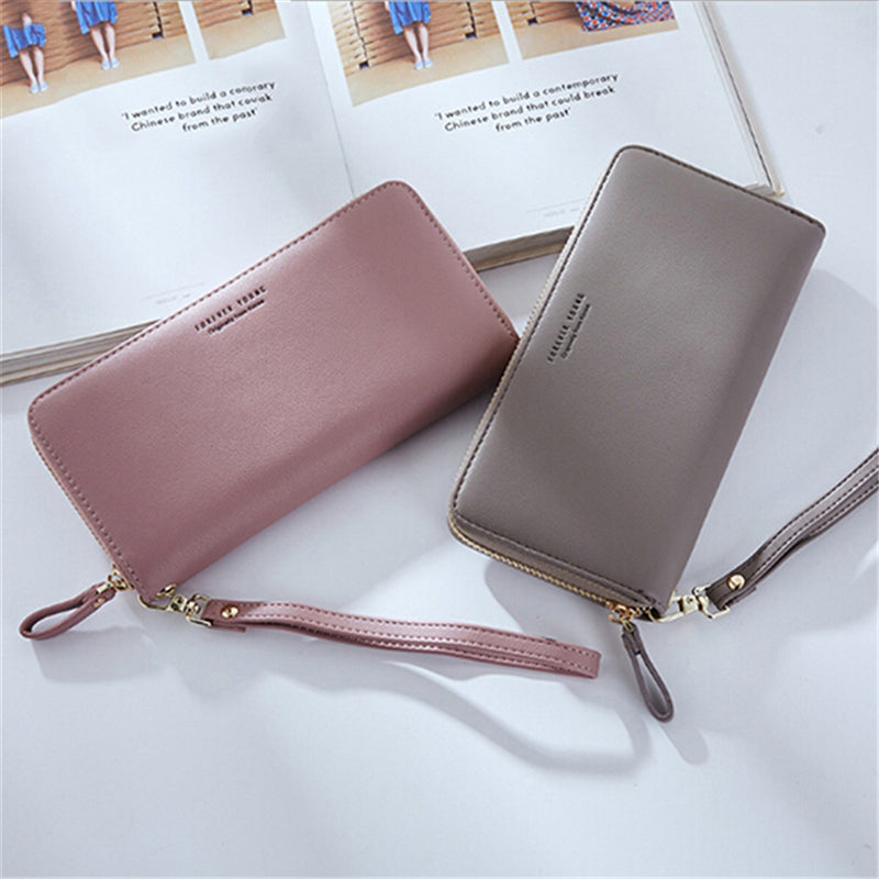 Fashion Simple Style Women Wallet Wrist Handle Phone Case Long Section Money Pocket Pouch Handbag Women&#039;s Purse Card Holders MMM