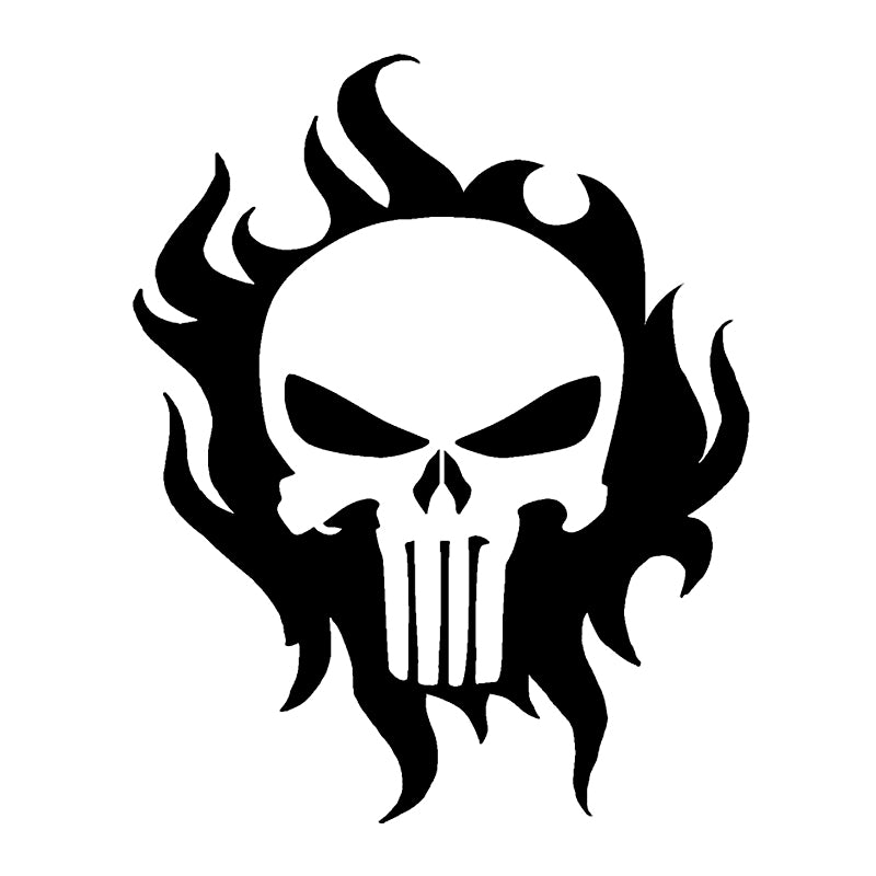 Cute Flame Skull Graphic Decals High Quality Car Window Decoration Personality Waterproof Decals Black-white, 16cm*13cm