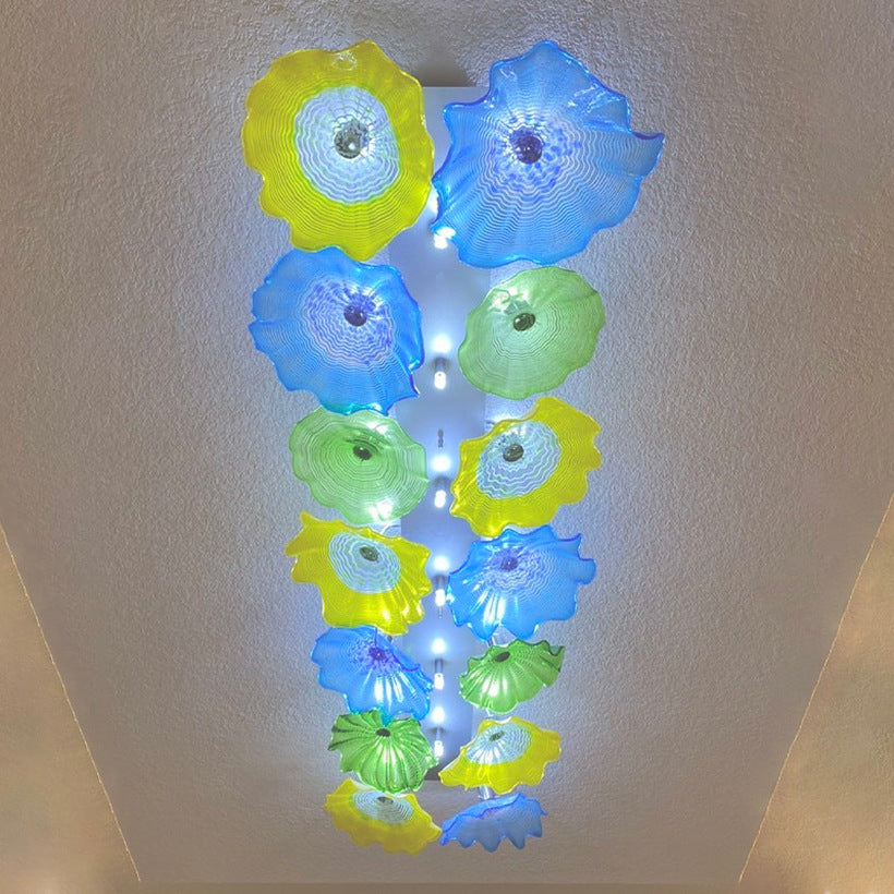 Art Hand Blown Pendant Plates Lamp Wall Decor Modern Art Murano Ceiling Plate Lighting Home Glass Lights