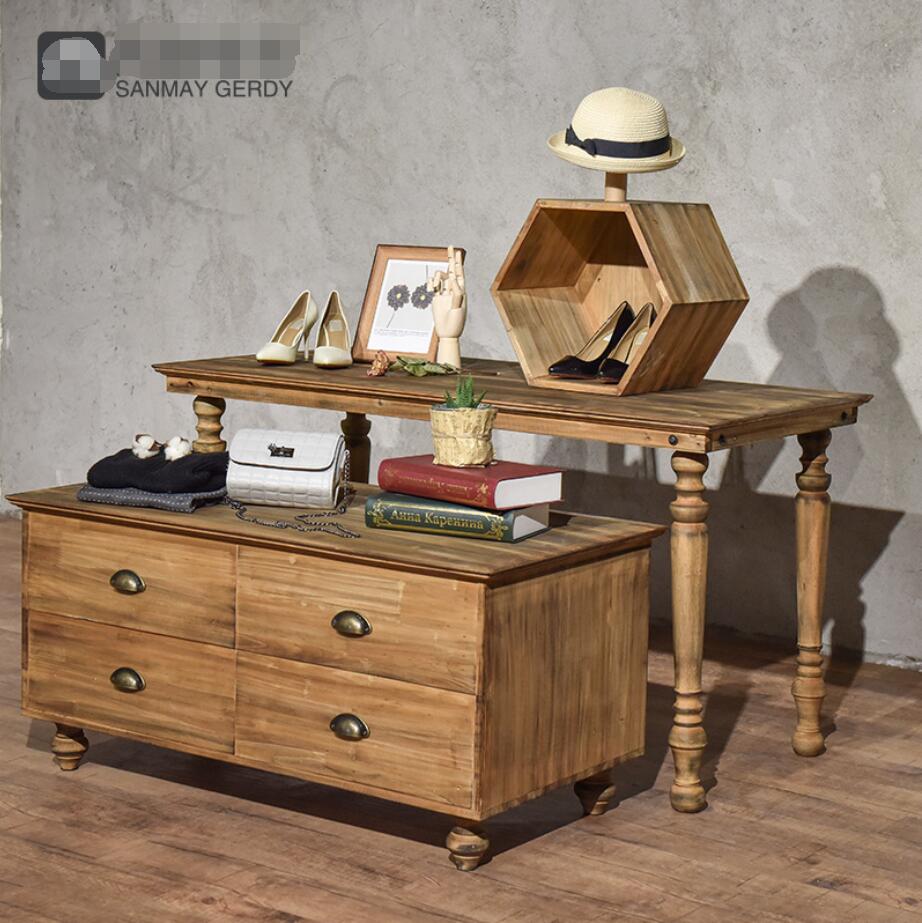 Commercial Furniture Clothes display rack simple water table combination clothing store front desk solid wood high and low floor type middle island