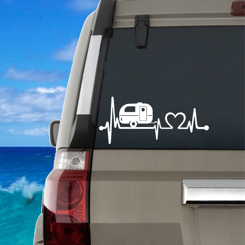 For Camper Travel Trailer Hiker Camper Heartbeat Art Decal Decoration , Tent Hiking Vinyl Sticker Camper Art Decor