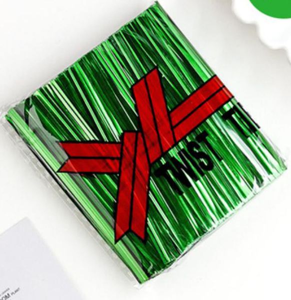 8000pcs 8-12cm Green Metallic Twist Ties Gift Wrap Sealing Binding Wire For Plastic Candy Cookie Cake Bag Wedding Birthday Gifts Lollipop Pa