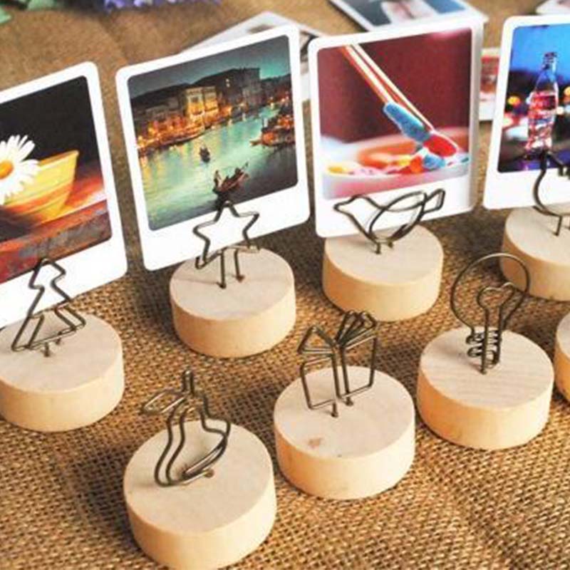 Wood+Iron Photo Clips Folder Home Decorations Office Table Standing Decorative Shelves Creative Birthday Gifts