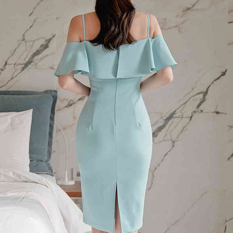 dresses Summer Spaghetti Strap Women&#039;s Slim Sheath Pencil Bodycon es Simple Korean Office Wear Party Vestidos