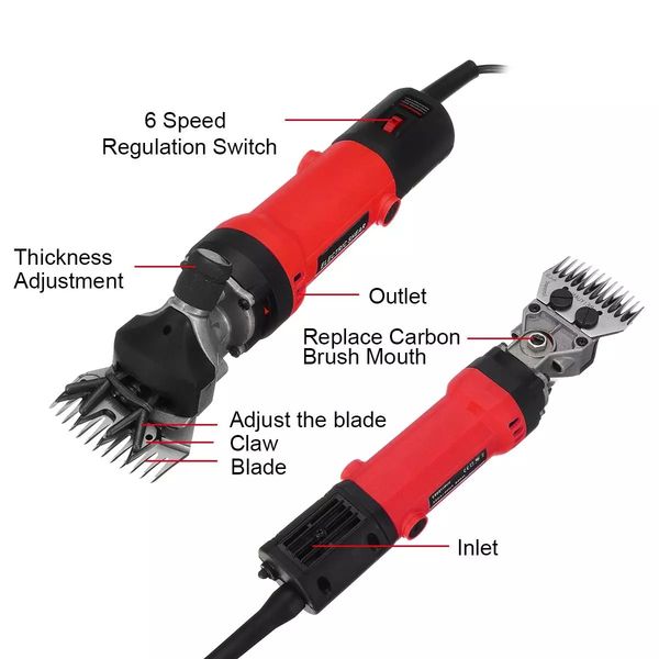 1500W 13 teeth 6 gears 220V Common Tools Electric Sheep Shearing Scissor Goat Wool Shaving Adjustment Push Trimmer Tool cutter machine