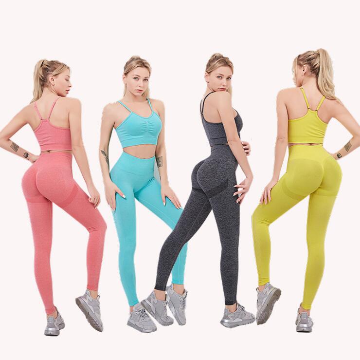 Summer Tracksuits Seamless Yoga Sport Outfits Women Two Piece set bra solid color Leggings indoor Gym Suit Fitness Sportswear outdoor yogaworld alig