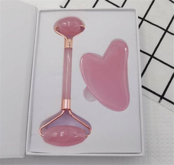 Factory Massage Resin Face Roller Rose Gua Sha Facial Rollers Eye Slimmer Scraper Cosmetic Skin Care Beauty Tool with Gift Box Set
