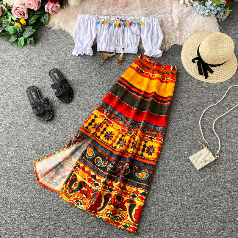 dresses Thai seaside resort Bali Bohemian skirts in long beach sand national wind super balsamine skirt two-piece outfit