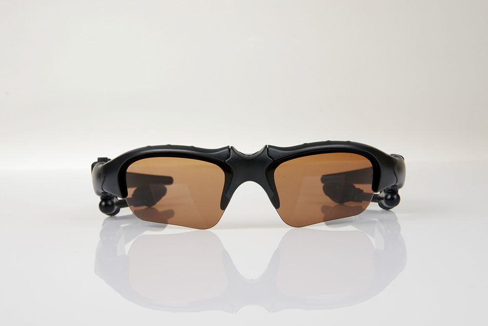 Earphones Bluetooth Sunglasses headset V5.0 call & music + voice chip-black frame-coffee (brown) color lens