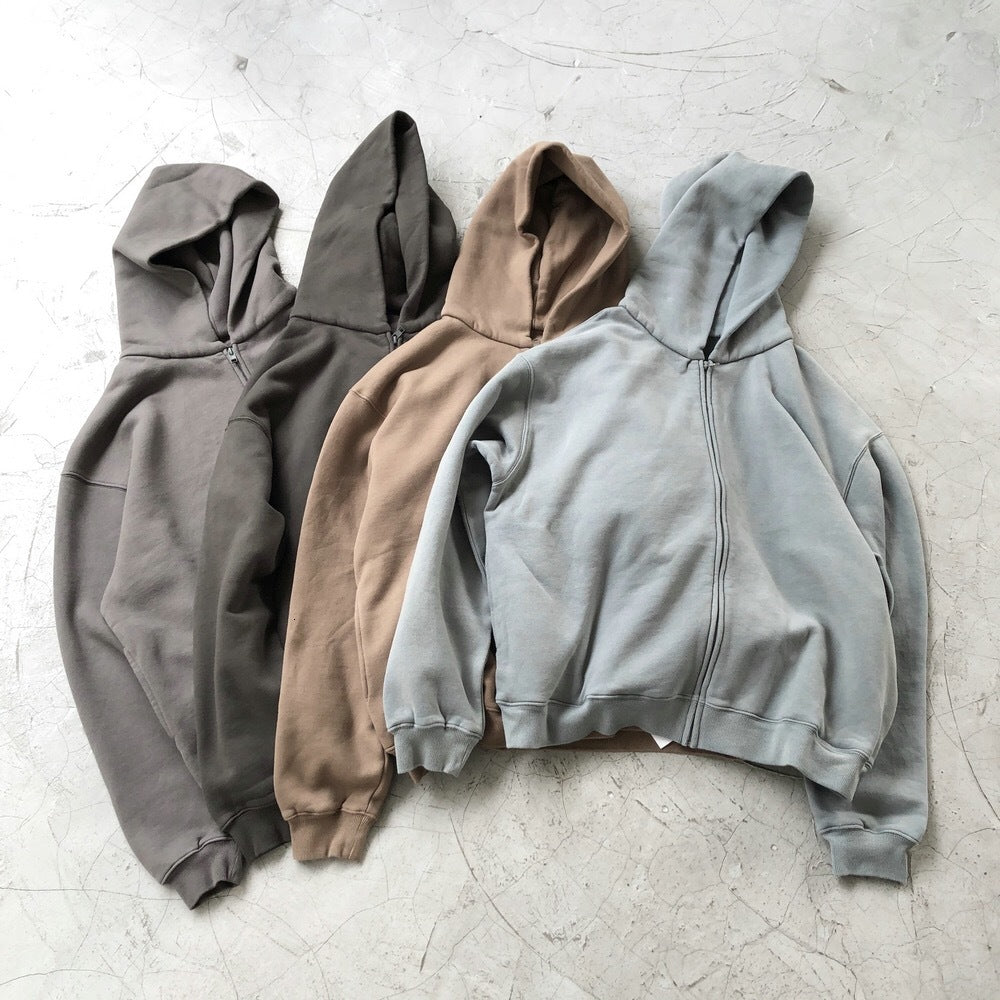 Winter Oversize Heavy cotton Fleece Hoodie High Quality Hip Hop Zip Raglan Streetwear Four colors