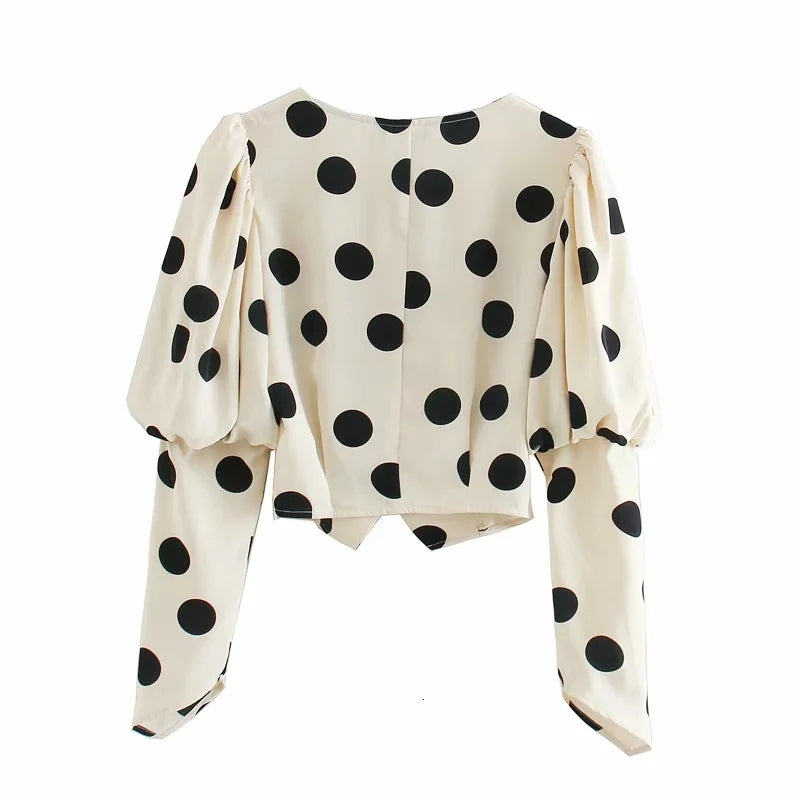 V Long Sleeve Crew Neck Women Blouses Shirts designer Clothing Summer fashion show thin sweet Retro Square collar