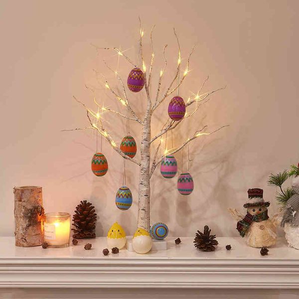 60cm birch LED light Easter decorations for home Easter artificial tree wedding decor lights happy Easter house home light gift 210408