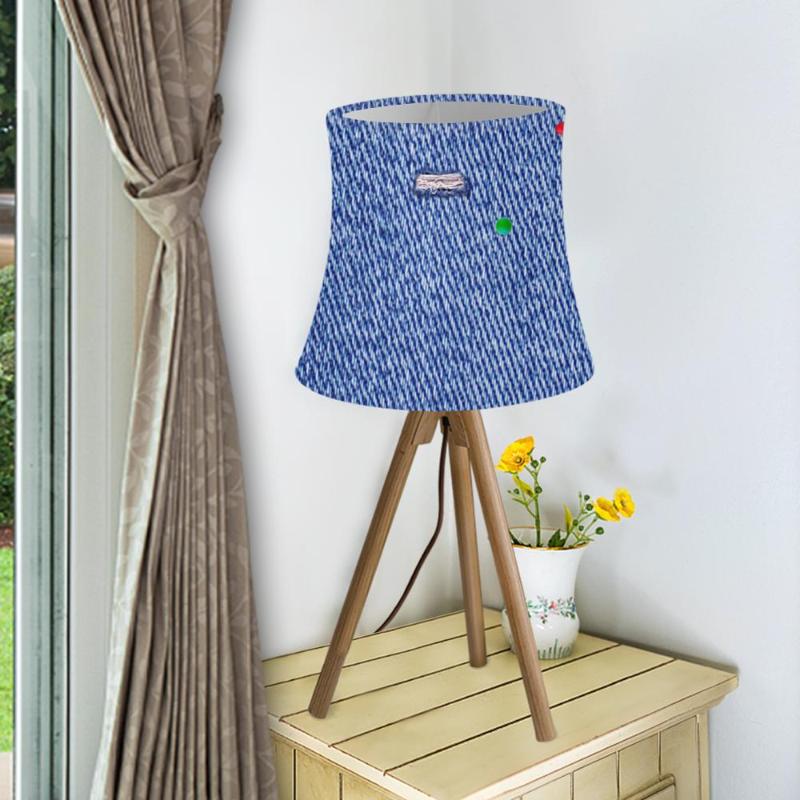 Lamp Covers & Shades Denim Color Printed Round Fabric Lampshade Nordic Shade For Table Modern Wall Cover Desk