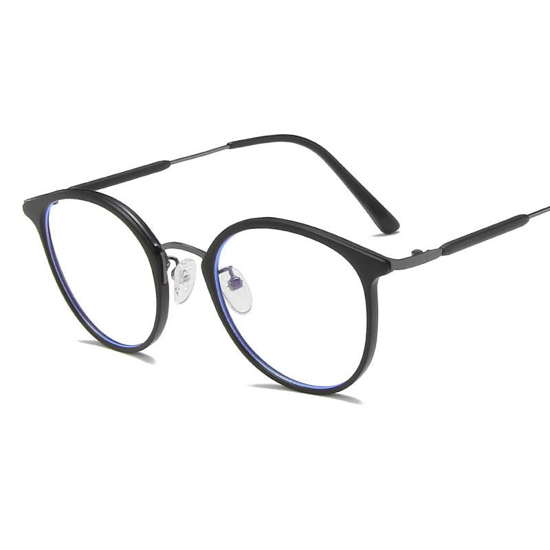 Fashion Sunglasses Frames The TR90 Retro Glasses Frame Metal Oval Korean Version Of Men And Women Anti-blue Light Flat Mirror.