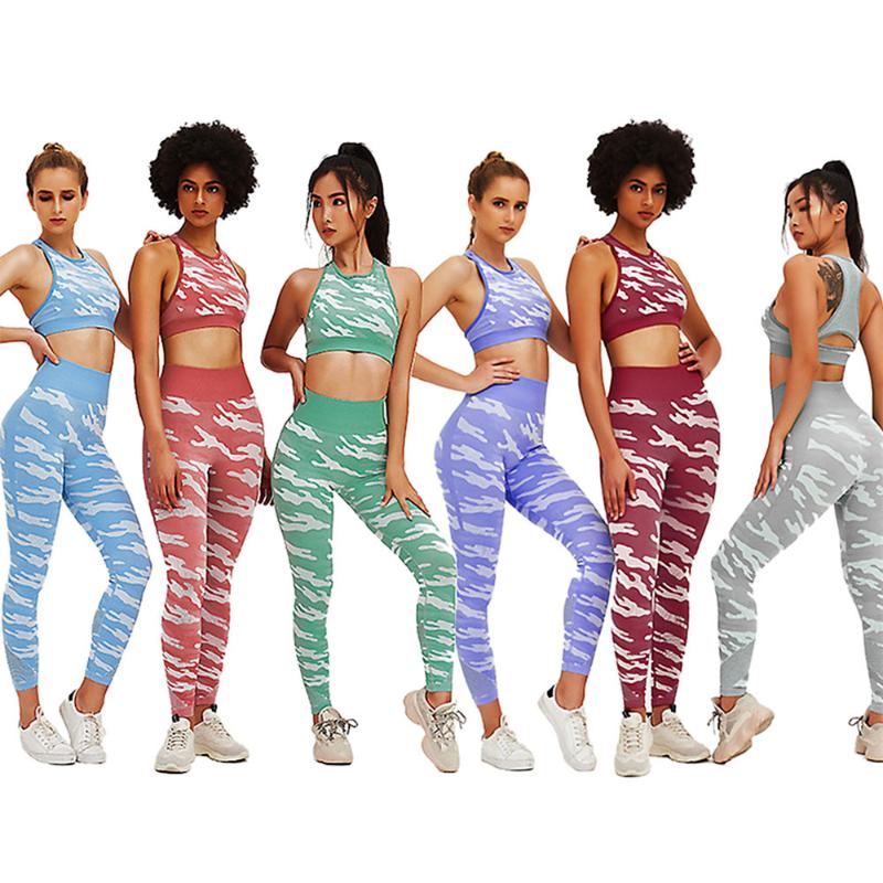 Yoga Outfit BTAPARK Women Seamless Set High Waist Leggings Sport Bra Gym Splicing Candy Color Fitness Clothing Suitable Running