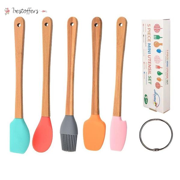Baking & Pastry Tools Mini Silicone Spatula Scraper Basting Brush Spoon for Cooking Mixing Nonstick Cookware Kitchen Utensils BPA Free Tikto