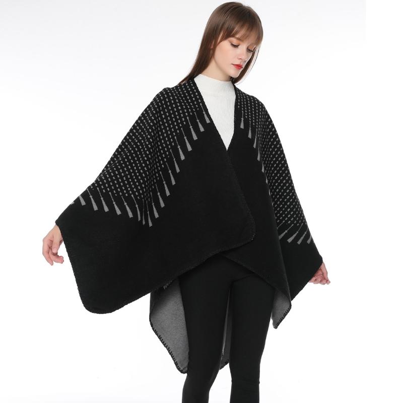 Scarves Women Winter Scarf Fashion Wearable Ponchos And Capes Thickening Travel Blanket Warm Shawls Femme Outwear