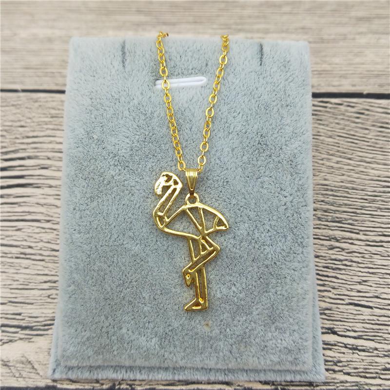 Pendant Necklaces Origami Flamingo Necklace Charm Female Male Gift Fashion Women Jewellery Geometric