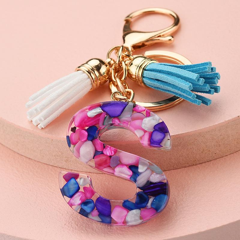 Keychains ZOSHI 2021 Creative 26 Letters Key Chain Women Girls Jewelry Resin Pendant Alphabet Ring Holders Car Chains