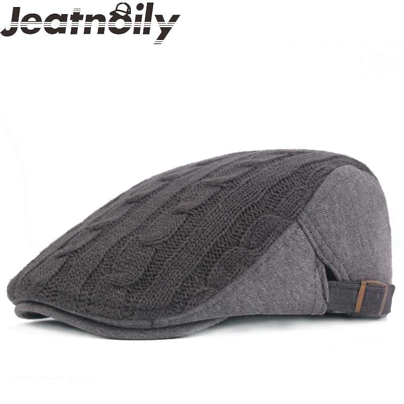 Berets 2021 Winter Knitting England Style Beret Hats For Men Or Women Retro Cap Z-xjbl050