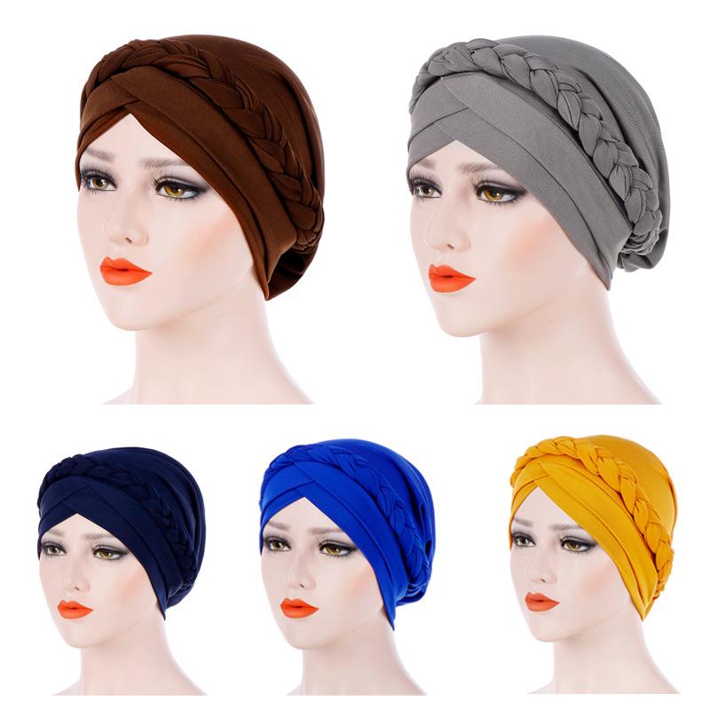 Scarves 2021 Solid Folds Pearl Muslim Turban Scarf Women Islamic Inner Hijab Caps Arab Wrap Head Femme Musulman Turbante Mujer