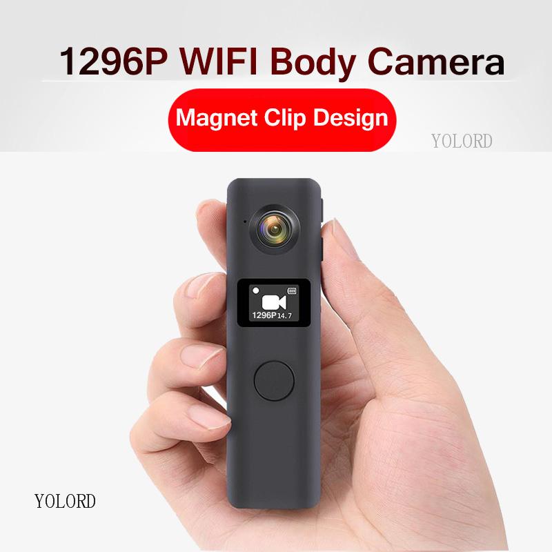 Digital Voice Recorder Small Body Camera 1296P Mini Riding Bike Wearable Cam 4Hours Recording DVR APP Control WIFI AP P2P Camcorder Video Po
