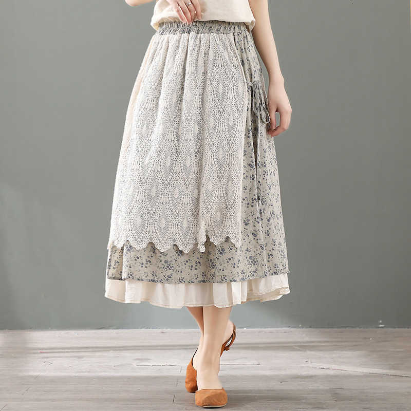 Skirts Lamtravel-falda de encaje Floral Vintage para nia, falda capas a cuadros, Saia Mori P70 HPBF