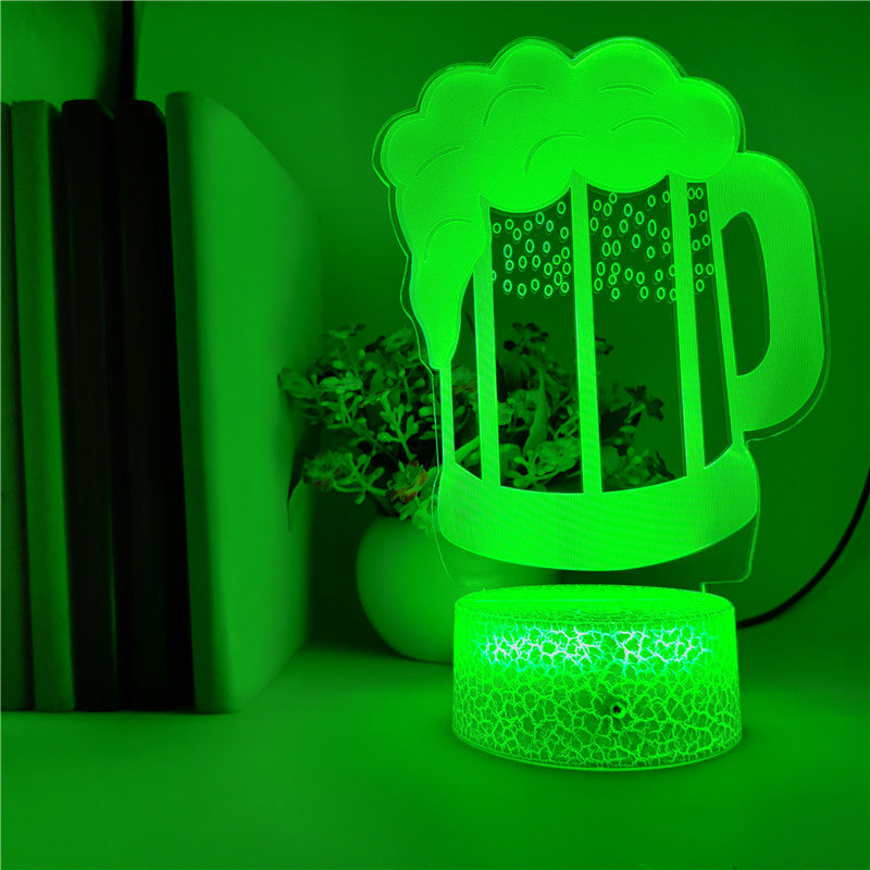 Beer Nightlight Touch Sensor 3D Illusion Night Light LED Table Lamp with Remote Color Changing Room Bar Atmosphere Decoration