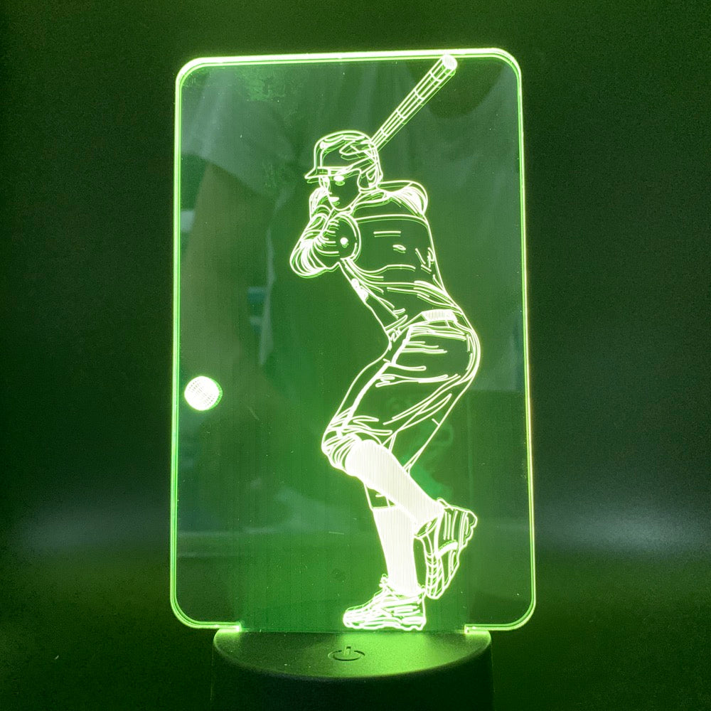 Kids Room Night Light LED Acrylic 3D Desk Lamp USB Nightlight Play Baseball Birthday Gift Bluetooth Speaker Holiday Decoration