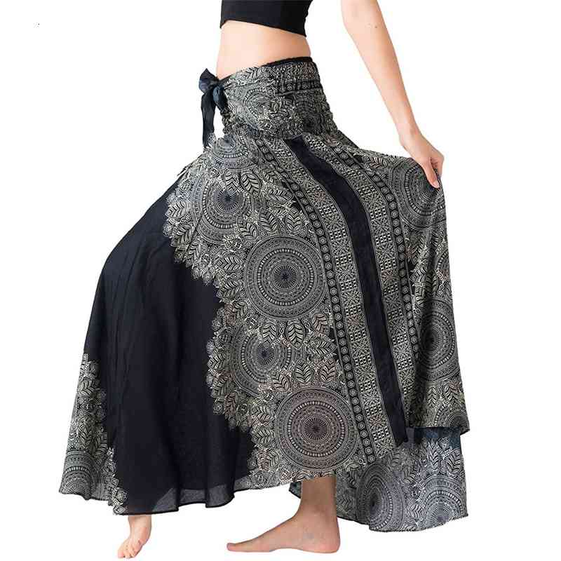 Skirts Faldas largas con flores bohemias para mujer, faldas cintura elstica, estilo Hippie, bohemio,W10 gitano, Floral, 77K5