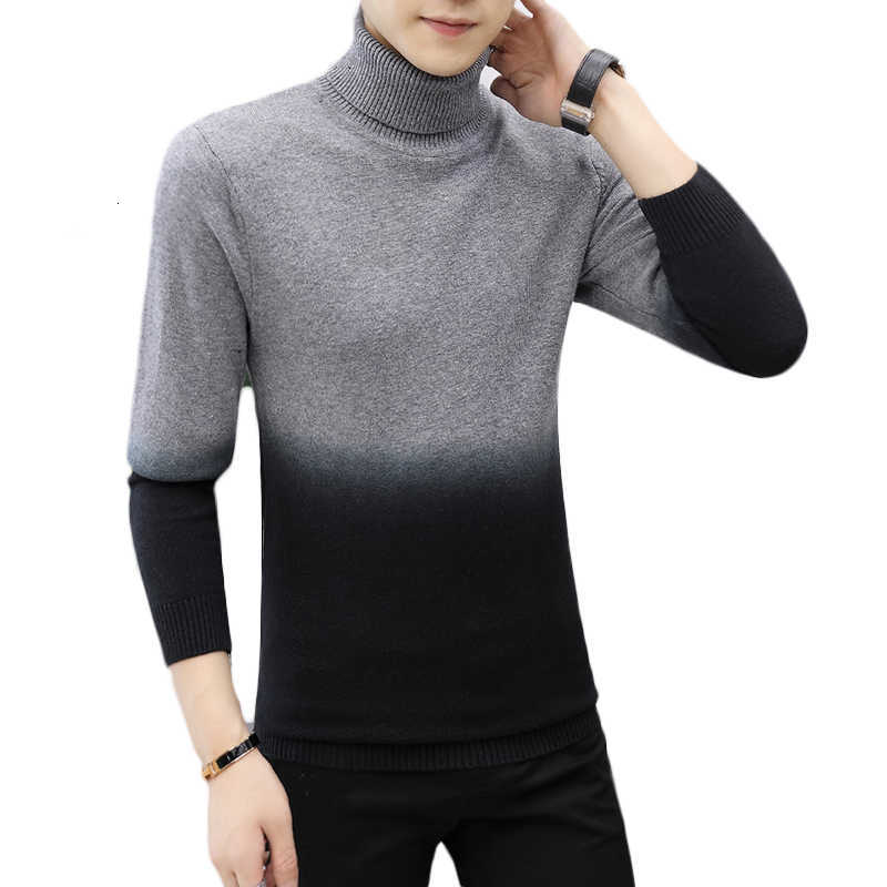 Men&#039;s Sweaters Sweater Youthful Vitality Pullover Men Fashion Gradient Color Knitted Turtleneck Pullovers Male Casual L7CF