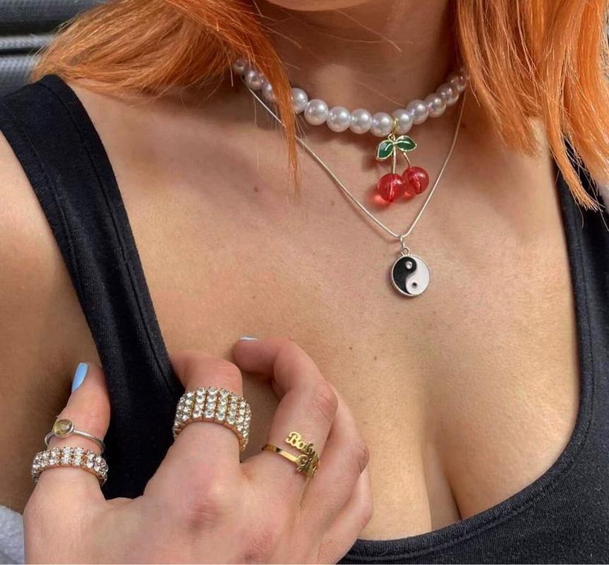 Pendant Necklaces Sweetheart Cute Cherry Necklace For Women Girls Fashion Neck Chain Jewelry Vintage Pearl Strand Chokers Party