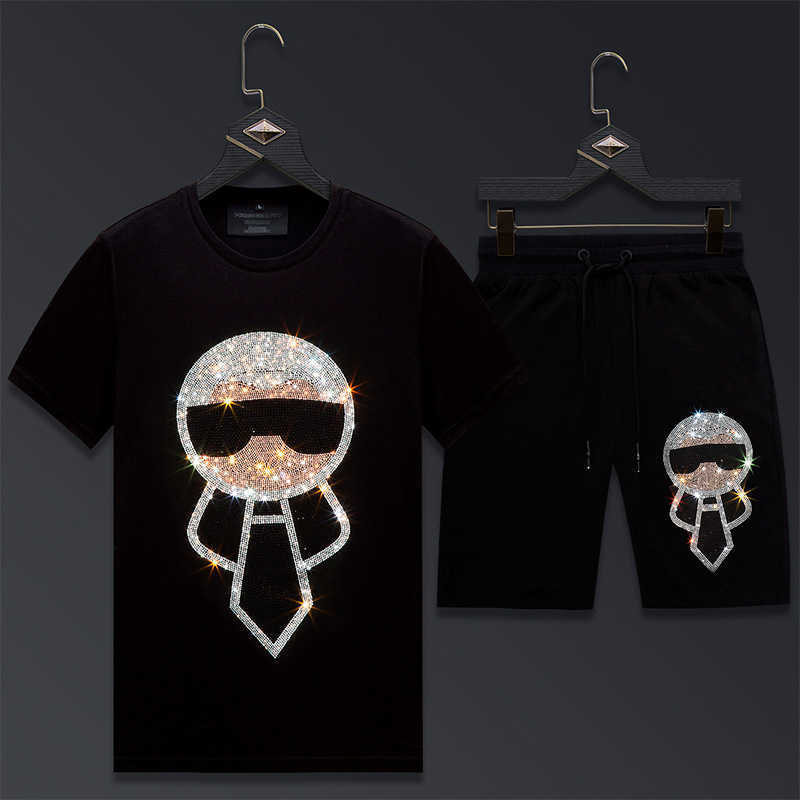 Summer suit men&#039;s hot drill mercerized cotton T-shirt large size t-shirt men&#039;s short sleeve fashion brand men&#039;s clothing value