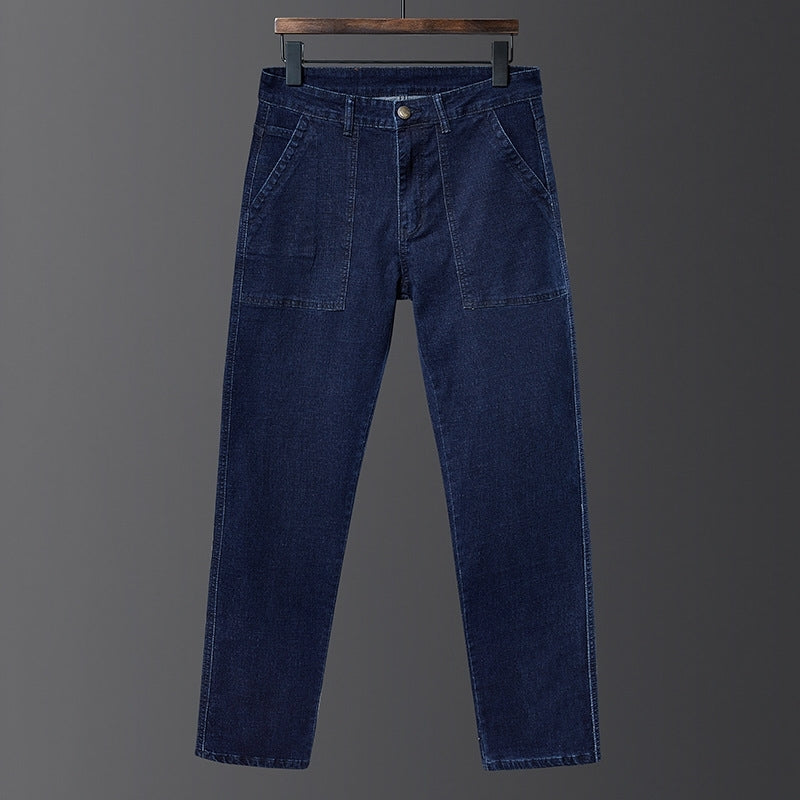 Autumn men&#039;s elastic straight jeans youth oversize plus fat loose wide leg casual pants